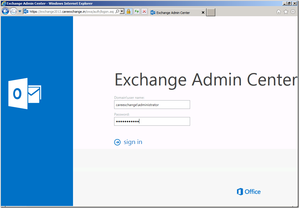 How to Login to Exchange Administration Center (EAC) in Exchange 2013  Preview 