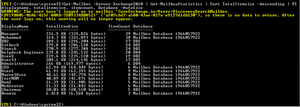 How to Check Mailbox Size and ItemCount in Bulk - Exchange 2010 -  