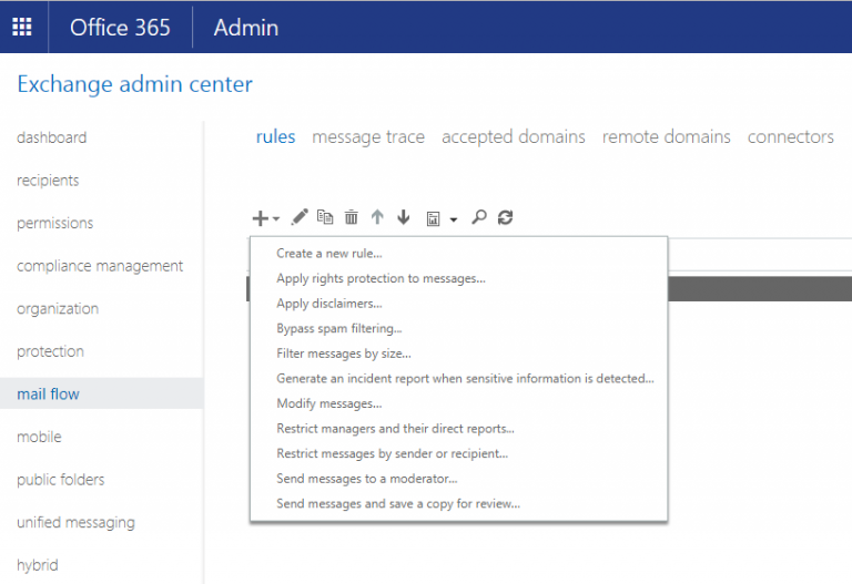 office 365 export mail rules